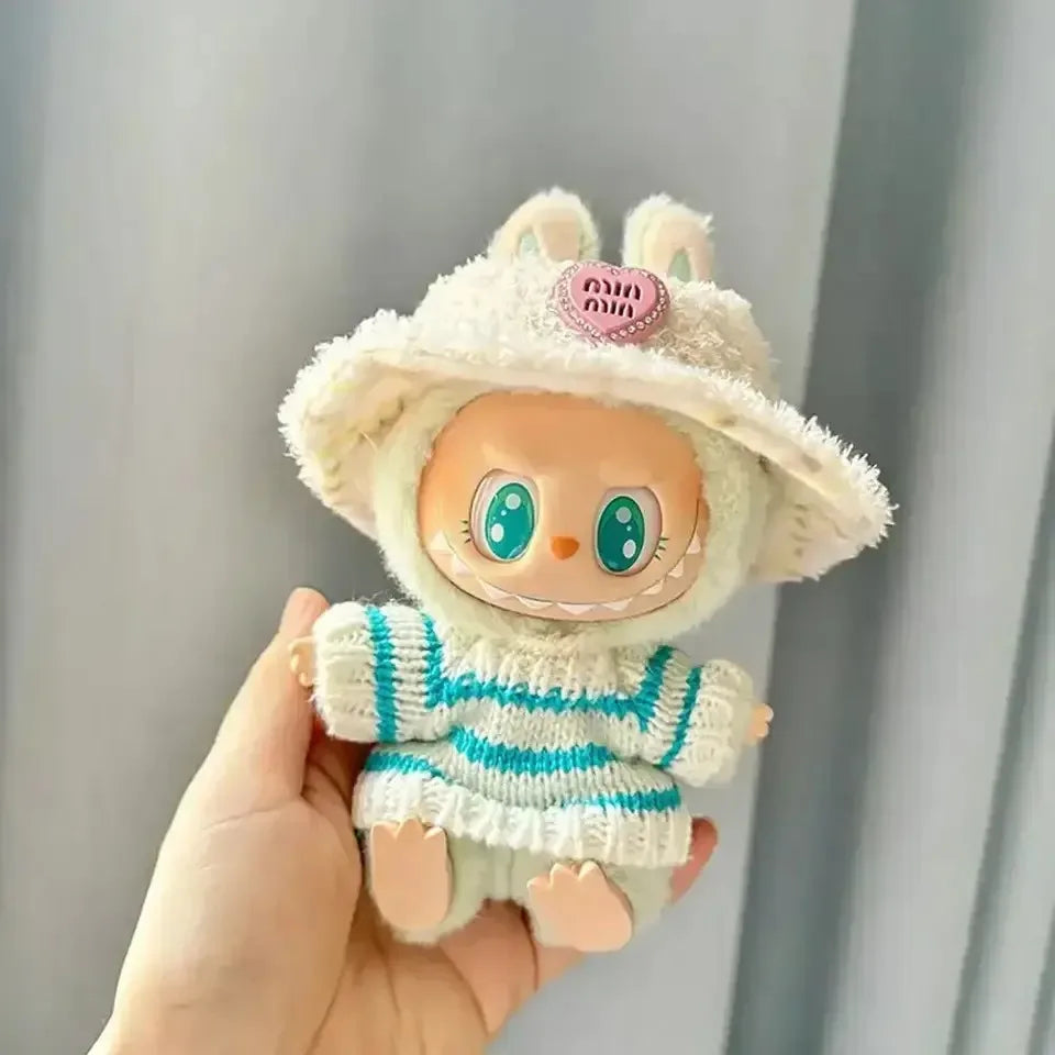 🧸 Sweater Rayé Rose & Blanc pour Poupée Labubu 17 cm - SiriuS