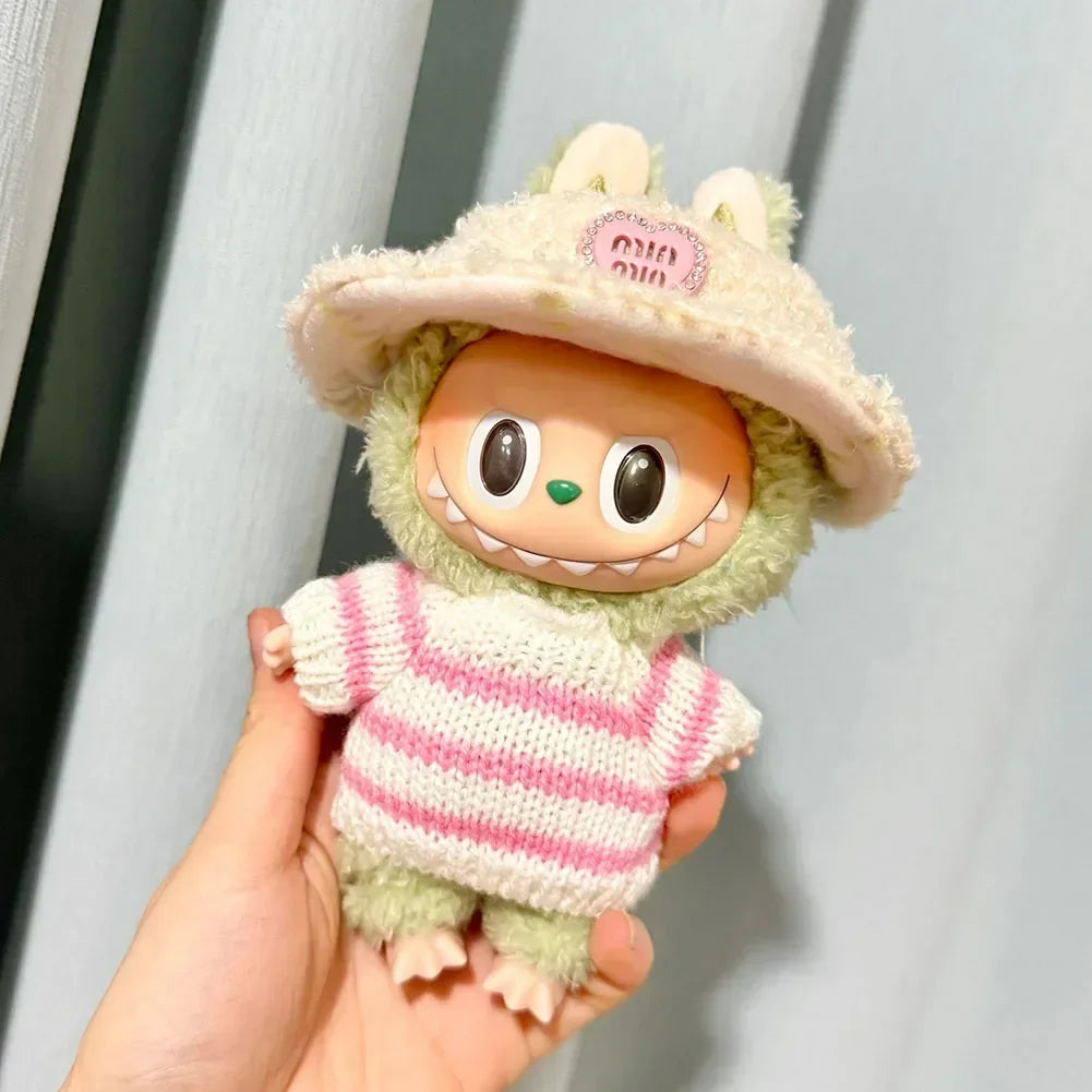 🧸 Sweater Rayé Rose & Blanc pour Poupée Labubu 17 cm - SiriuS