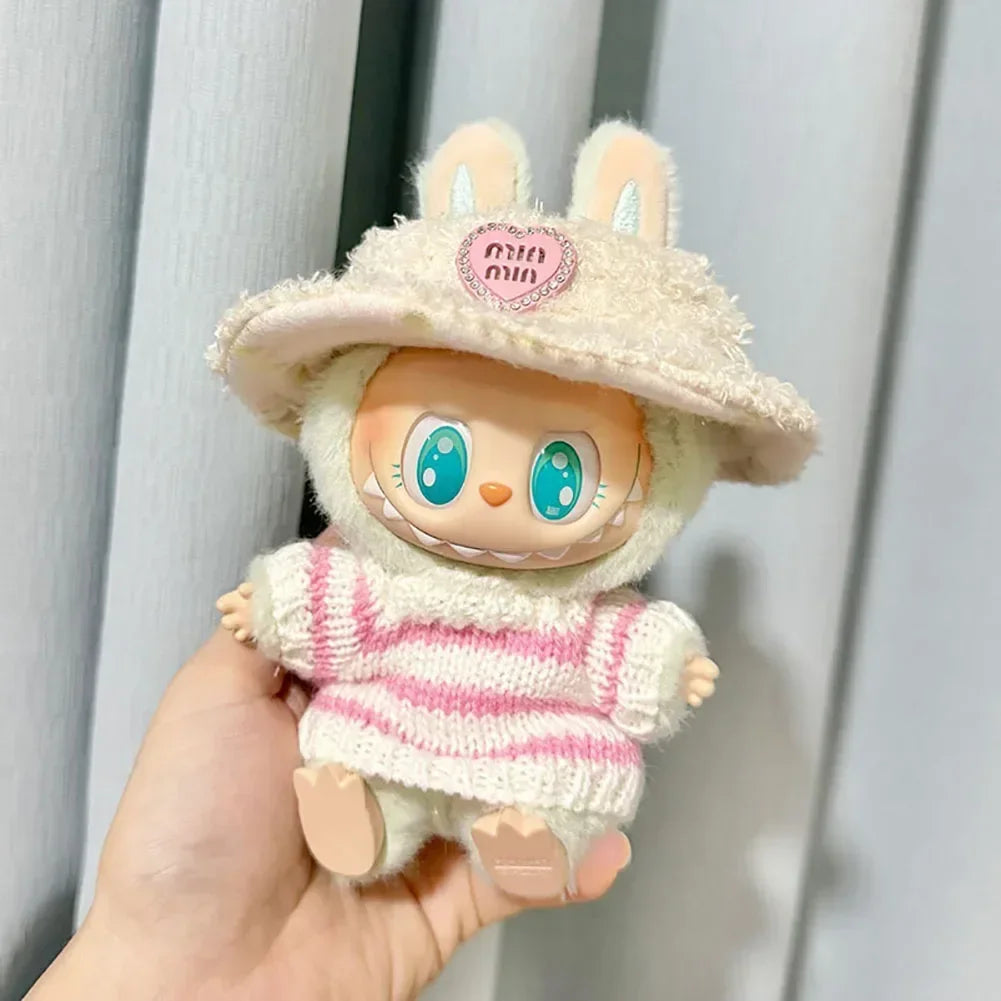 🧸 Sweater Rayé Rose & Blanc pour Poupée Labubu 17 cm - SiriuS