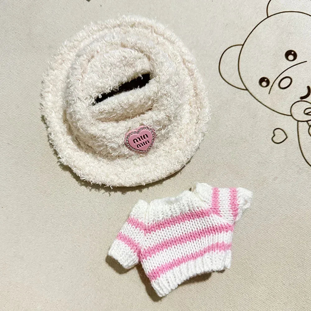 🧸 Sweater Rayé Rose & Blanc pour Poupée Labubu 17 cm - SiriuS