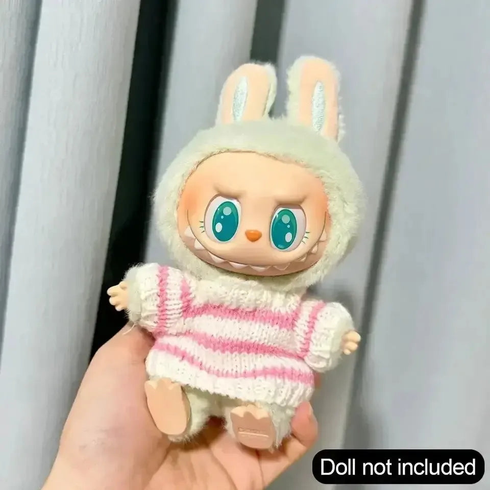 🧸 Sweater Rayé Rose & Blanc pour Poupée Labubu 17 cm - SiriuS
