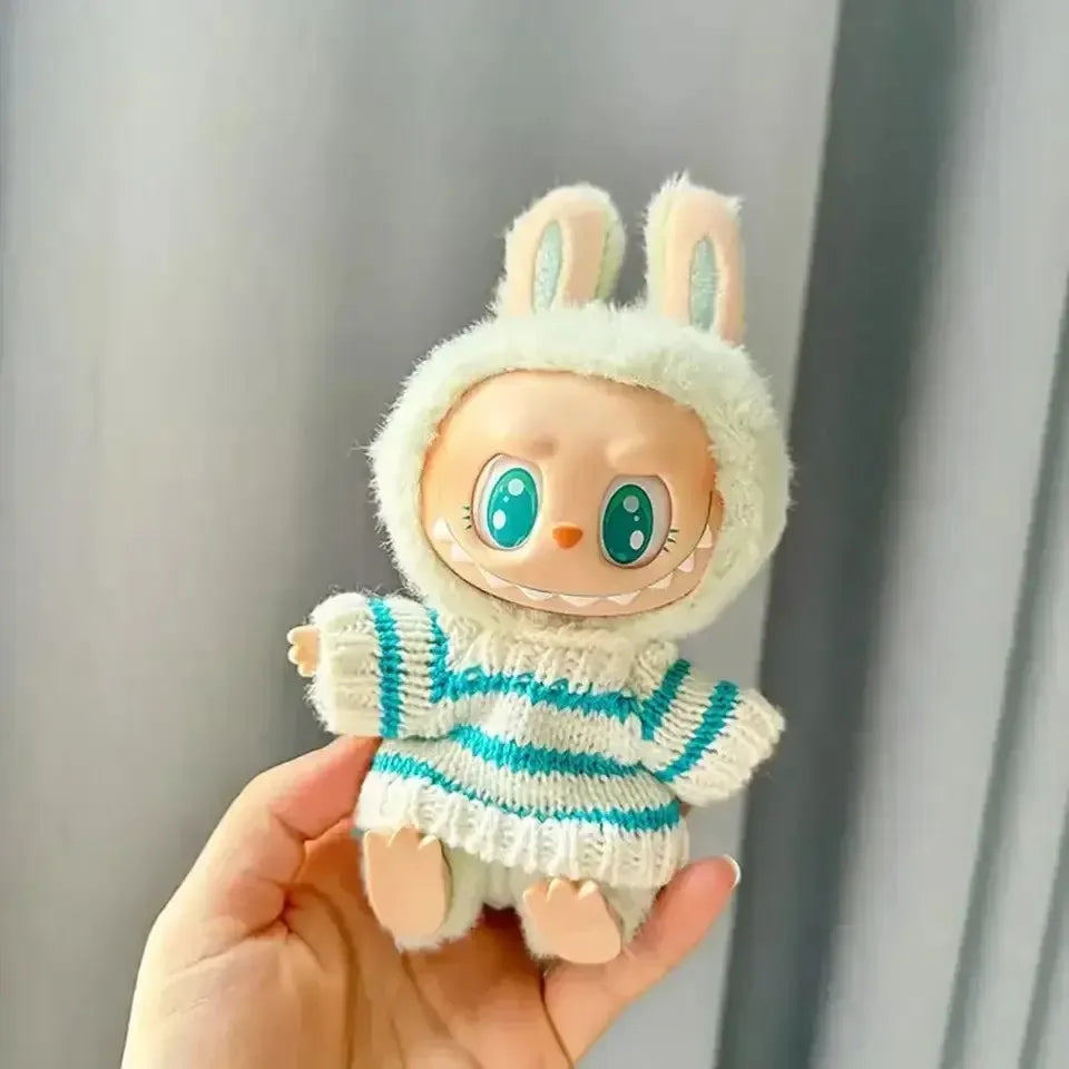 🧸 Sweater Rayé Rose & Blanc pour Poupée Labubu 17 cm - SiriuS