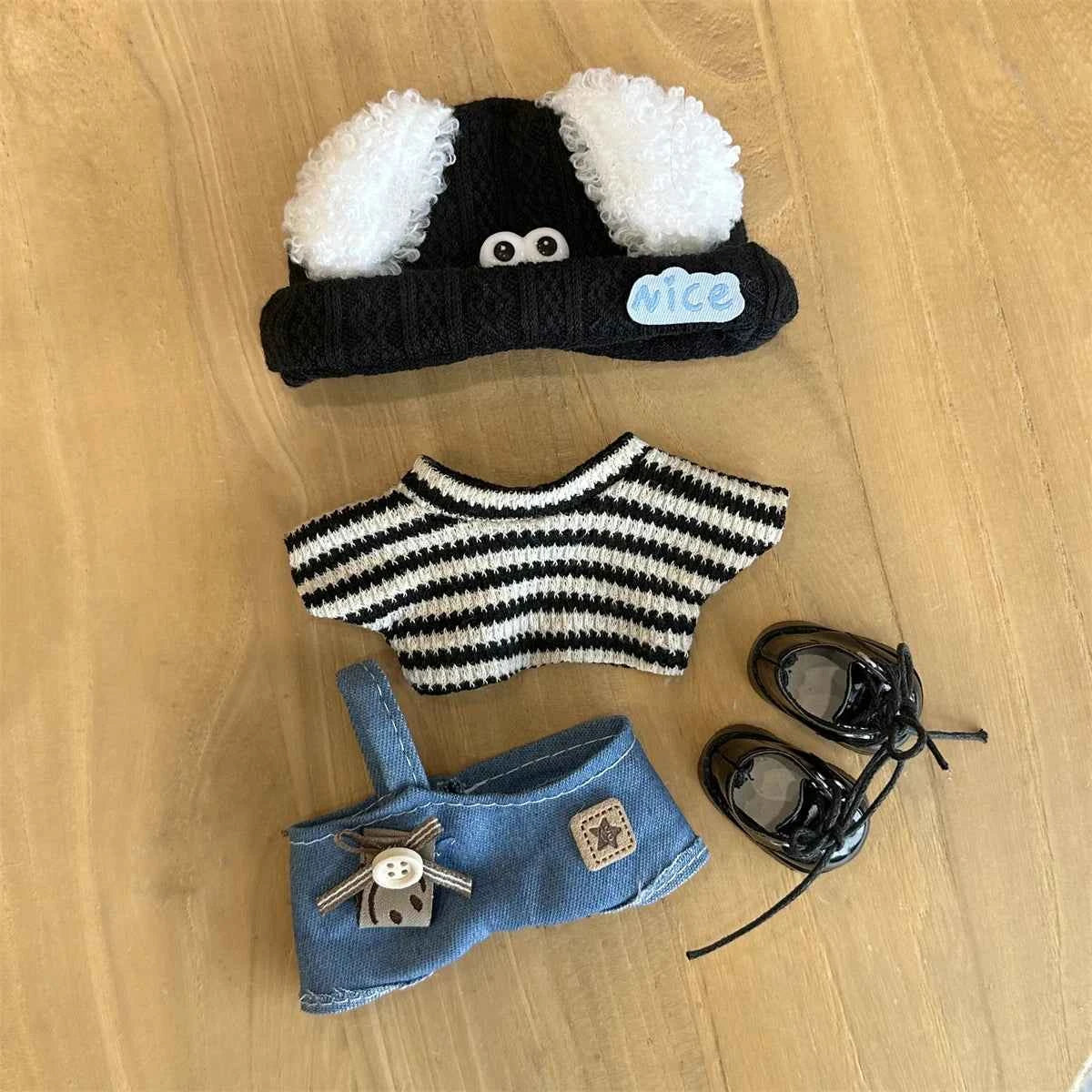 ✨ Ensemble de Vêtements en Peluche Miniature 17 cm LABUBU - Style Kpop