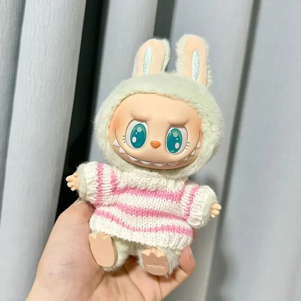 🧸 Sweater Rayé Rose & Blanc pour Poupée Labubu 17 cm - SiriuS