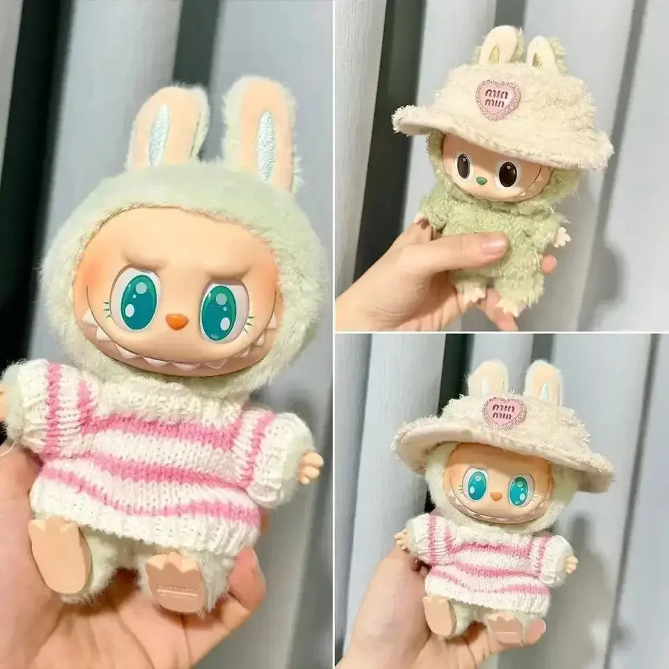 🧸 Sweater Rayé Rose & Blanc pour Poupée Labubu 17 cm - SiriuS