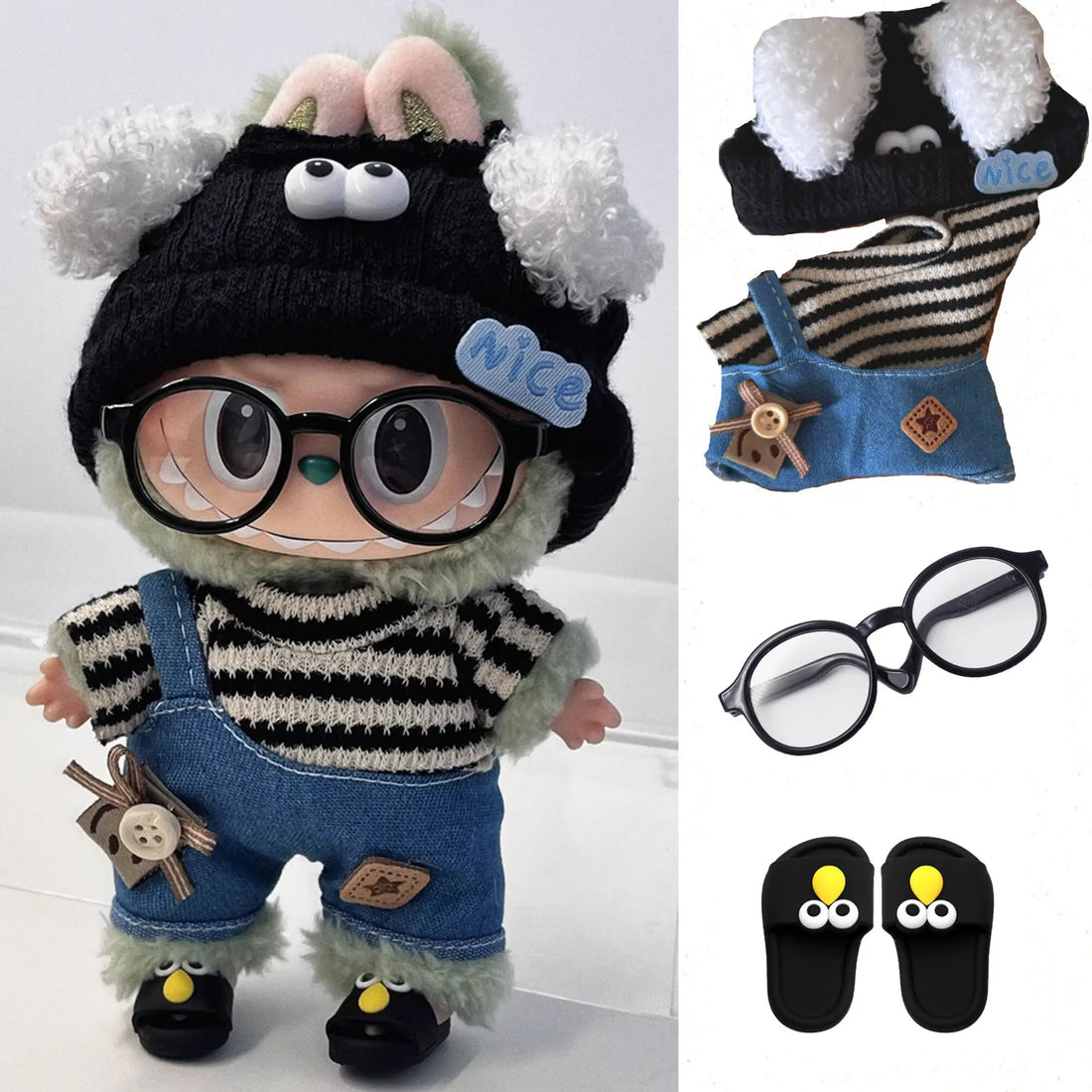 👕 Pull Rayé pour Poupée Labubu 17 cm – Inspiré par la Mode K-Pop EXO - SiriuS