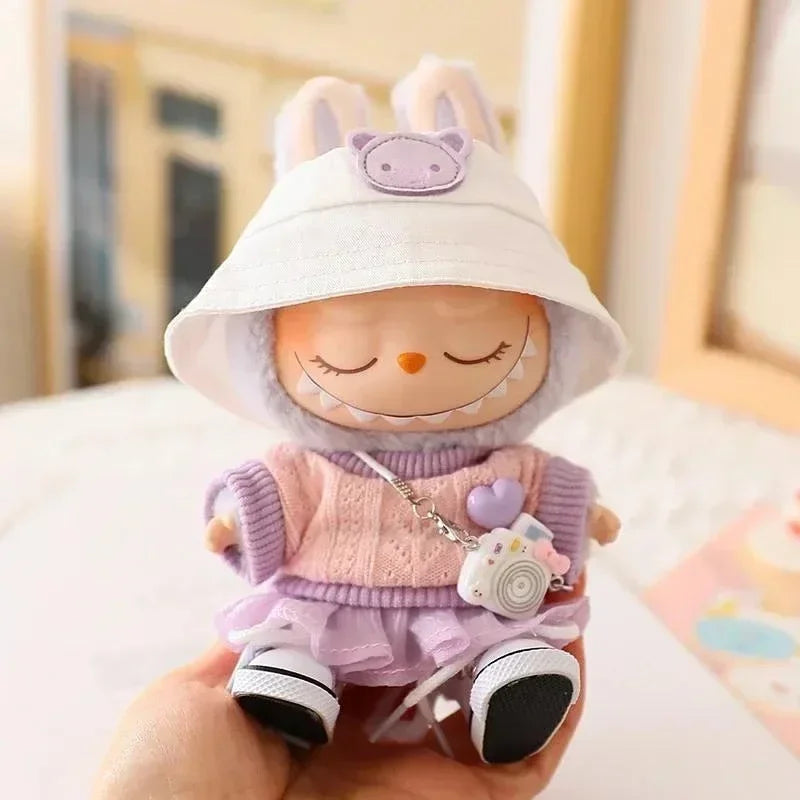 🎀 Vêtements Mini Poupée Labubu – Ensemble Rose Douillet avec Jupe en Laine - SiriuS