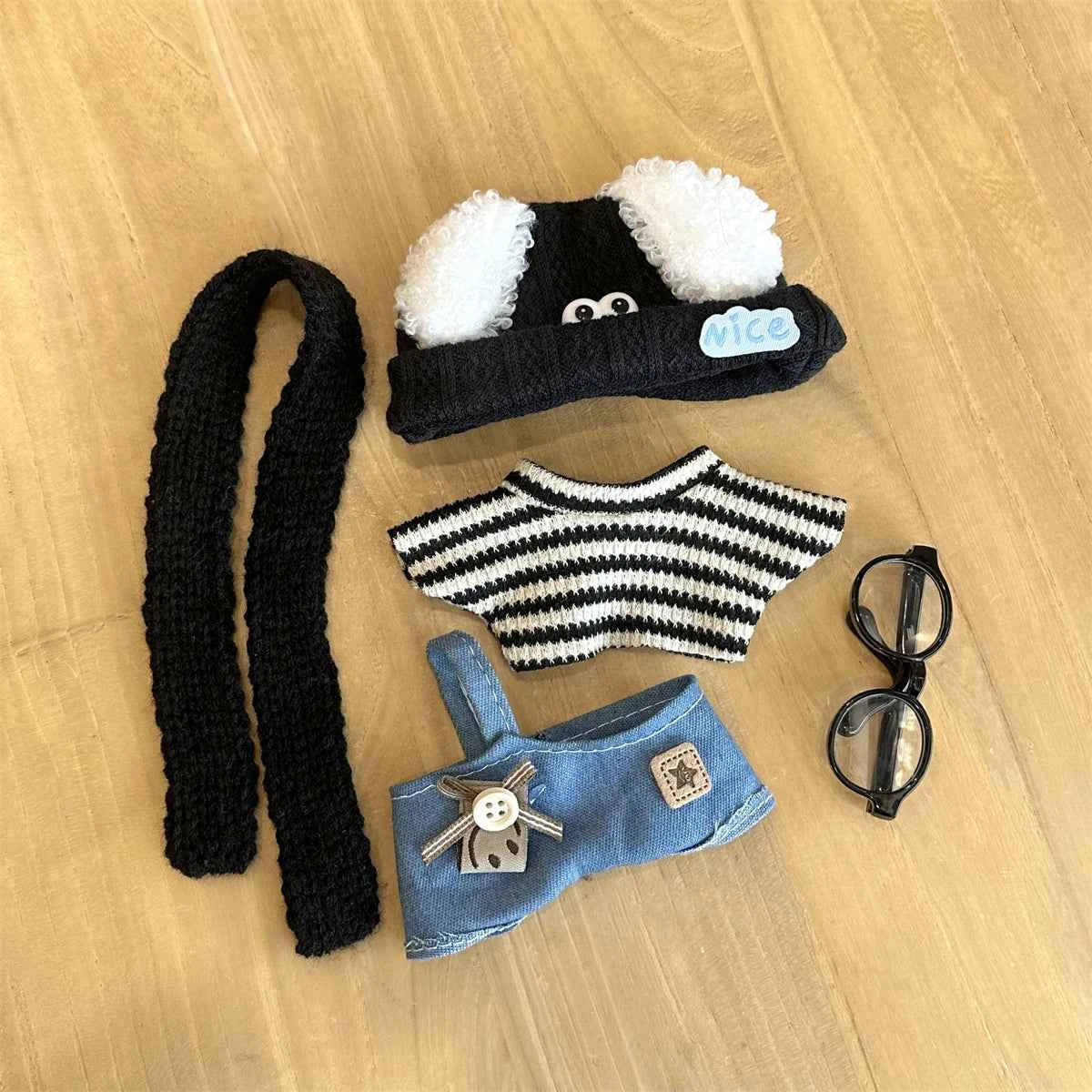 ✨ Ensemble de Vêtements en Peluche Miniature 17 cm LABUBU - Style Kpop