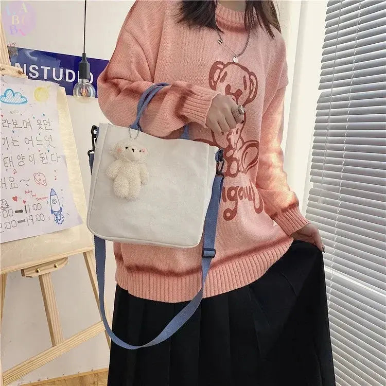👜 Sac à bandoulière en toile Labubu – Le tote bag mignon qui vous suit partout ! SiriuS