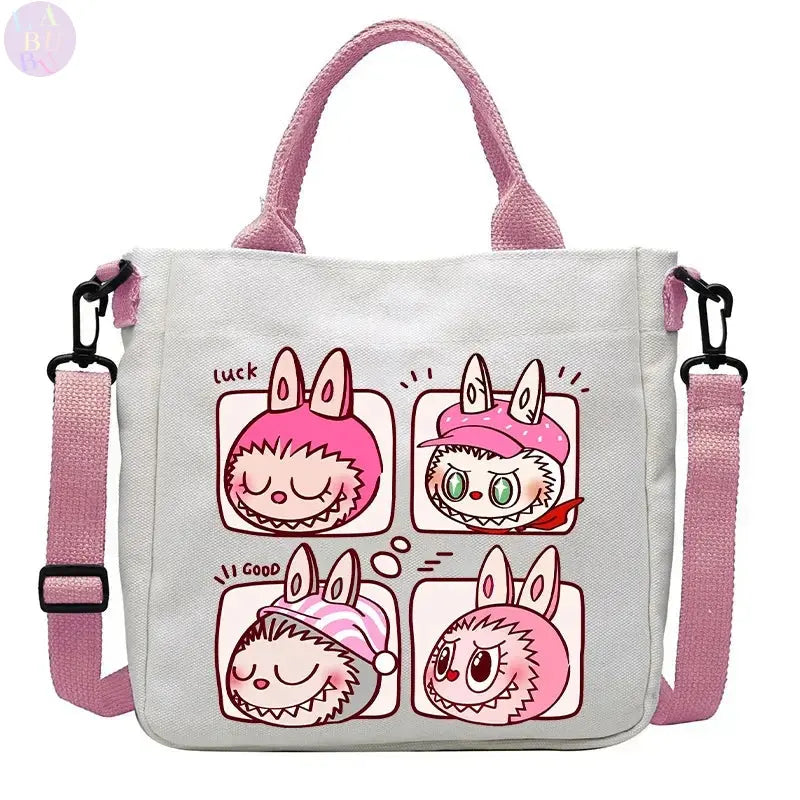 👜 Sac à bandoulière en toile Labubu – Le tote bag mignon qui vous suit partout ! SiriuS