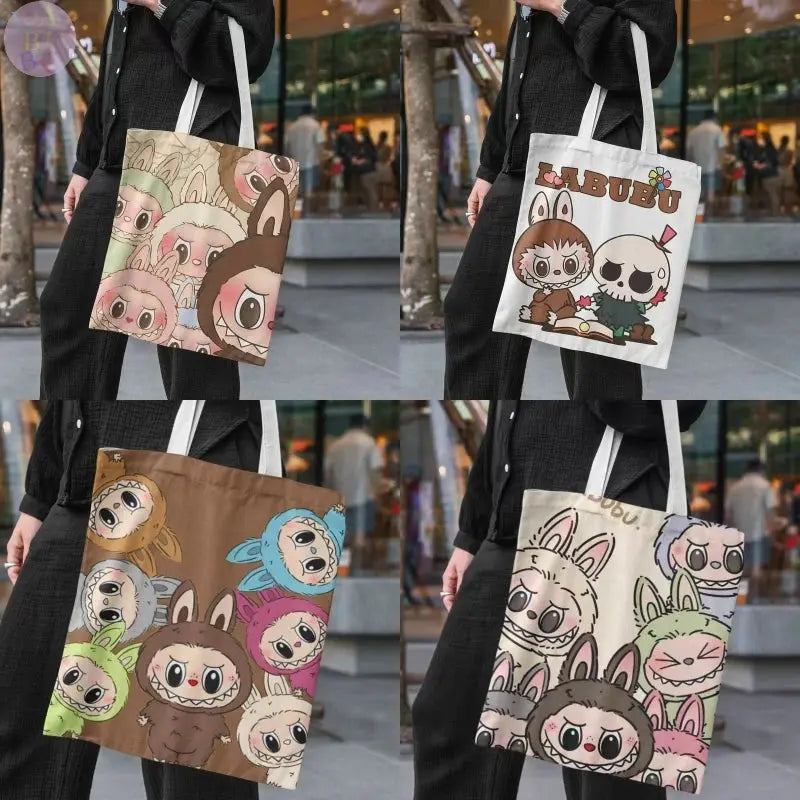 🧳 Sac en Toile Labubu – Motifs de Monstre, Grand Format, Grand Style ! SiriuS