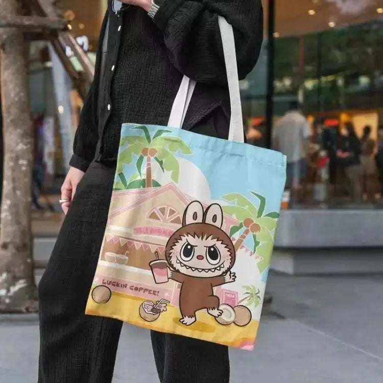 🧳 Sac en Toile Labubu – Motifs de Monstre, Grand Format, Grand Style ! SiriuS