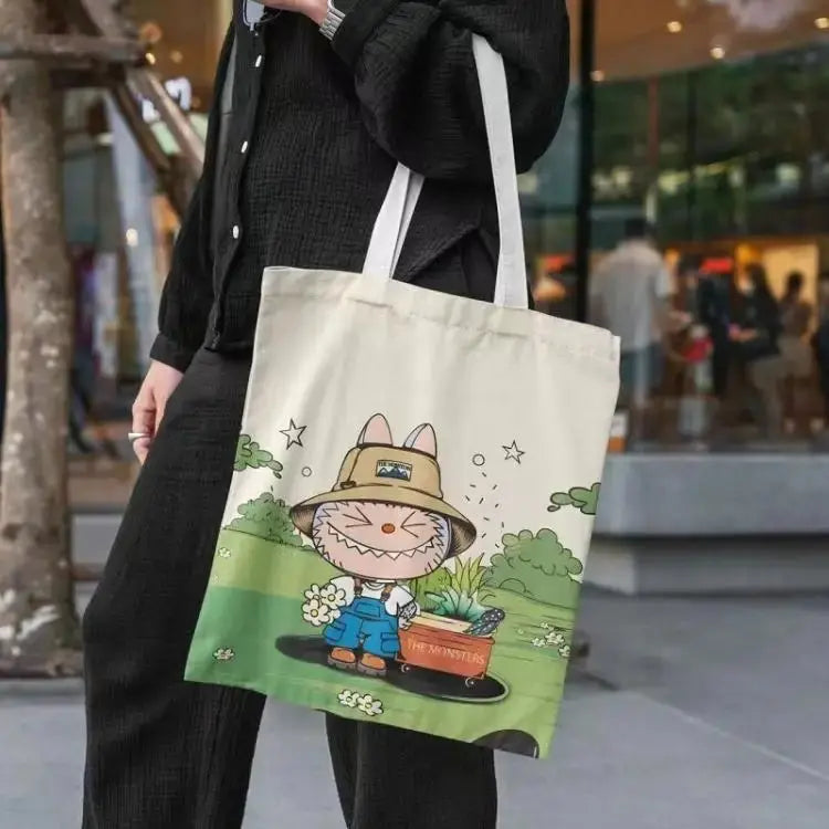 🧳 Sac en Toile Labubu – Motifs de Monstre, Grand Format, Grand Style ! SiriuS