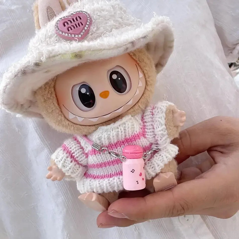 🧸 Sweater Rayé Rose &amp; Blanc pour Poupée Labubu 17 cm - SiriuS
