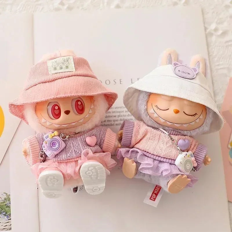 🎀 Vêtements Mini Poupée Labubu – Ensemble Rose Douillet avec Jupe en Laine - SiriuS