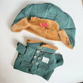 🧥 Tenue Labubu 17 cm – Manteau Vert Armée & Chapeau Étoile Rouge | Look Aventure & Tissu Peluche Douce SiriuS